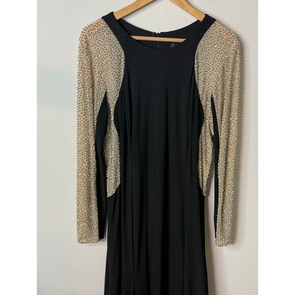 Xscape Black and Gold Long Sleeve Dress - Picture 5 of 13